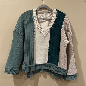 Oversized patchwork comfy soft sweater